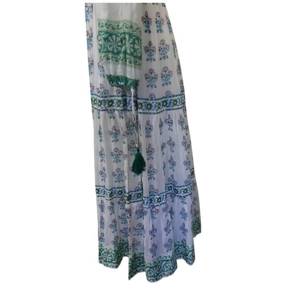 OLIPHANT Smocked Top Ballon Sleeve Provence Print Maxi Dress Size XS - Picture 6 of 13